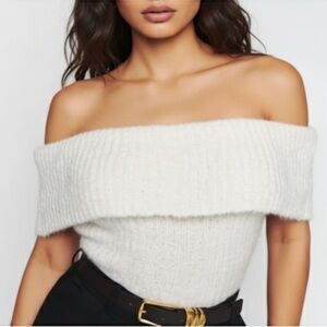 Reformation Satine Sleeveless Foldover Sweater in White Ivory Cream Size Large